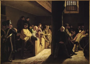 Servizio domenicale nella chiesa della prigione (olio su tela)