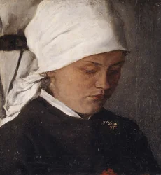 Ragazza contadina con copricapo bianco, 1885