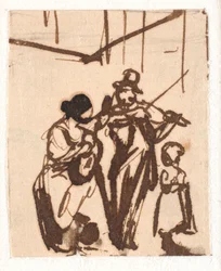 Musicisti di strada. Schizzo molto piccolo