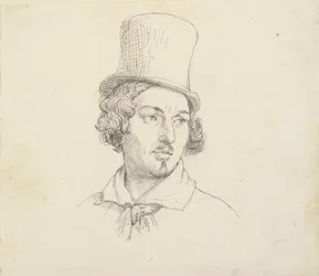Testa di uomo con cappello alto