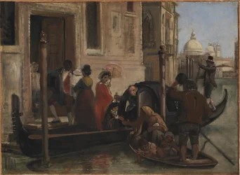 Sbarco a Venezia. In lontananza S. Maria della Salute