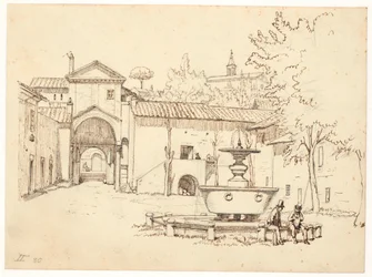 Cortile romano con fontana