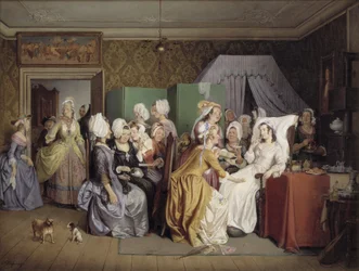 Scena da La stanza del parto di Ludwig Holberg