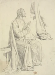 Gesù seduto, e studio di drappeggio