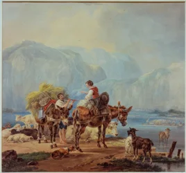 Pastore presso un lago di montagna