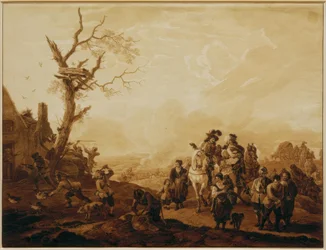 Saccheggio di un villaggio da parte di soldati