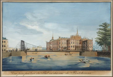 Veduta del Ponte Panteleimonovsky e del Castello Mikhailovsky a San Pietroburgo
