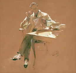 Il professore (chacoal, pastello e gouache su carta)