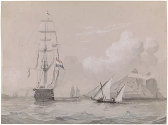 Nave a vela olandese al largo di Gibilterra