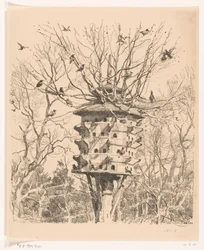 Grande voliera su un albero