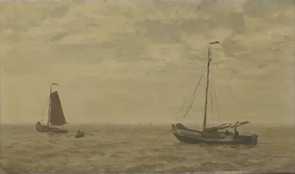 Veduta marina con barche da pesca