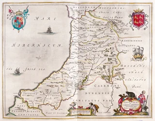 Cardiganshire, in "Theatrum Orbis Terrarum, sive Atlas Novus" di Willem Blaeu, Amsterdam