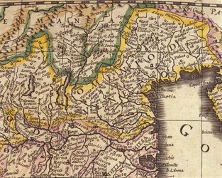 Carta della regione del Veneto, Italia. Atlante di William Blaeu