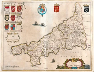 Cornovaglia, in "Theatrum Orbis Terrarum, sive Atlas Novus" di Willem Blaeu, Amsterdam