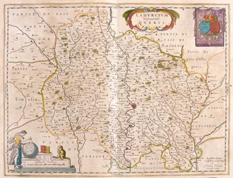 Dipartimento del fiume Lot - Linguadoca - Quercy, in "Theatrum Orbis Terrarum, sive Atlas Novus" di Willem Blaeu, Amsterdam