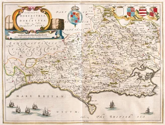 Dorchester (Dorset), in "Theatrum Orbis Terrarum, sive Atlas Novus" di Willem Blaeu, Amsterdam