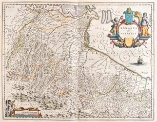 Emilia Romagna, Italia, in "Theatrum Orbis Terrarum, sive Atlas Novus" di Willem Blaeu, Amsterdam