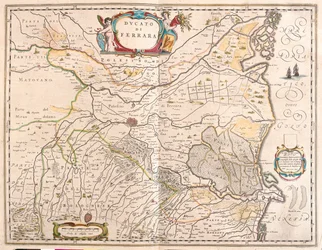 Ferrara, Italia, in "Theatrum Orbis Terrarum, sive Atlas Novus" di Willem Blaeu, Amsterdam