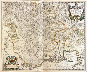 Friuli Venezia Giulia, Italia, in "Theatrum Orbis Terrarum, sive Atlas Novus" di Willem Blaeu, Amsterdam