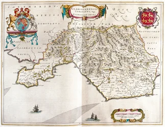Glamorgan shire, in "Theatrum Orbis Terrarum, sive Atlas Novus" di Willem Blaeu, Amsterdam
