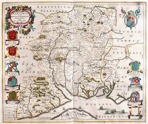 Hampshire e Southampton, in "Theatrum Orbis Terrarum, sive Atlas Novus", di Willem Blaeu, Amsterdam.