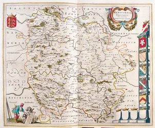Herefordshire, in "Theatrum Orbis Terrarum, sive Atlas Novus" di Willem Blaeu, Amsterdam
