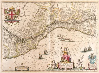 Liguria, Italia, in "Theatrum Orbis Terrarum, sive Atlas Novus" di Willem Blaeu, Amsterdam