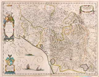 Lucca, Italia, in "Theatrum Orbis Terrarum, sive Atlas Novus" di Willem Blaeu, Amsterdam