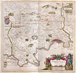 Middlesex, in "Theatrum Orbis Terrarum, sive Atlas Novus" di Willem Blaeu, Amsterdam
