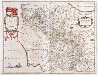 Molise, Benevento, Avellino, Italia, in "Theatrum Orbis Terrarum, sive Atlas Novus" di Willem Blaeu, Amsterdam