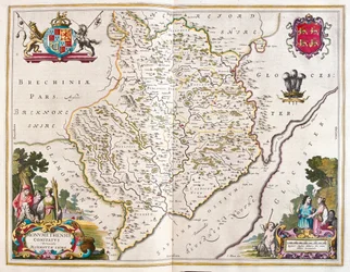 Monmouth shire (Inghilterra e Galles), in "Theatrum Orbis Terrarum, sive Atlas Novus" di Willem Blaeu, Amsterdam