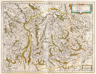 Nivernais, Nievre, in "Theatrum Orbis Terrarum, sive Atlas Novus" di Willem Blaeu, Amsterdam