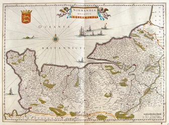 Normandia, in "Theatrum Orbis Terrarum, sive Atlas Novus" di Willem Blaeu, Amsterdam
