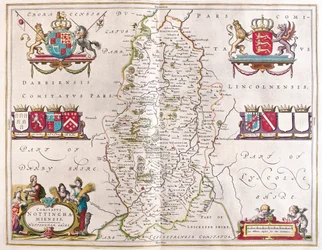 Nottingham shire, in "Theatrum Orbis Terrarum, sive Atlas Novus" di Willem Blaeu, Amsterdam