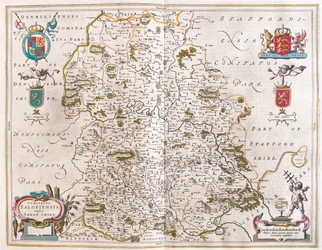 Shropshire, in "Theatrum Orbis Terrarum, sive Atlas Novus" di Willem Blaeu, Amsterdam