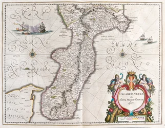 Sud della Calabria, Italia, in "Theatrum Orbis Terrarum, sive Atlas Novus" di Willem Blaeu, Amsterdam