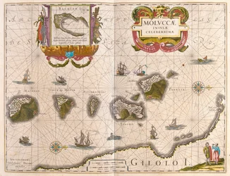 Isole delle Spezie e Isola di Bachian (Batjan), in "Theatrum Orbis Terrarum, sive Atlas Novus" di Willem Blaeu, Amsterdam