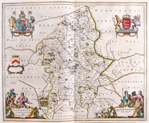 Staffordshire, n "Theatrum Orbis Terrarum, sive Atlas Novus" di Willem Blaeu, Amsterdam