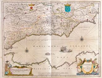 Stretto di Gibilterra ad Alicante fino alla valle del Guadalquivir e Siviglia e la costa del Nord Africa, in 