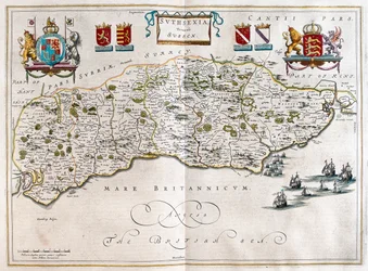 Sussex, in "Theatrum Orbis Terrarum, sive Atlas Novus" di Willem Blaeu, Amsterdam