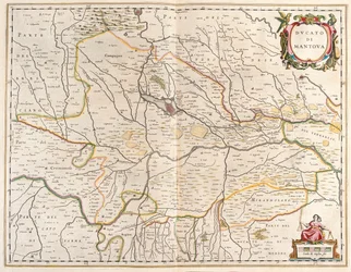 La città di Mantova, Italia, nel "Theatrum Orbis Terrarum, sive Atlas Novus" di Willem Blaeu, Amsterdam.