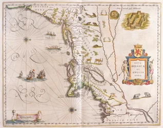 estrema costa nord-orientale degli Stati Uniti, in "Theatrum Orbis Terrarum, sive Atlas Novus" di Willem Blaeu, Amsterdam