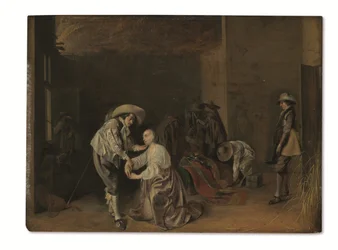 Soldati che fanno razzia (olio su tavola)