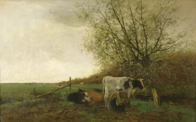 Tempo di mungitura (olio su tela)
