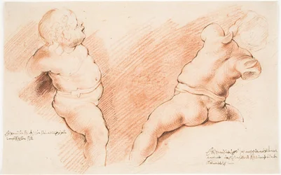 Centauro sconfitto da Amore. Gruppo scultoreo antico. Due studi di Amore, uno visto da destra, l
