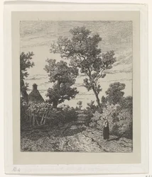 Contadina su una strada di campagna
