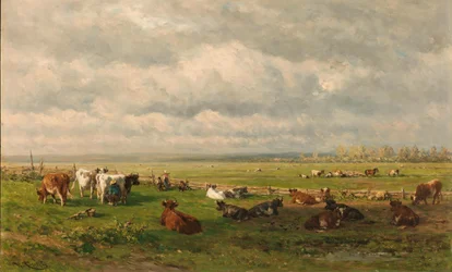 Paesaggio di prato con bestiame