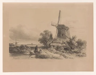 Mulino in un Paesaggio con Due Figure