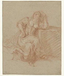 Donna seduta in posa lasciva