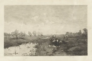 Paesaggio di polder con mucche